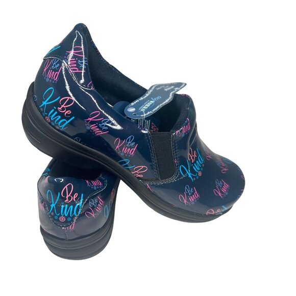 Easy Works By Easy Street Slip-Resistant "Be Kind" Clogs Shoes Navy & Pink 6W - Picture 8 of 14
